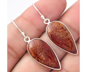 Natural Red Moss Agate Earrings SDE56557 E-1001, 11x23 mm