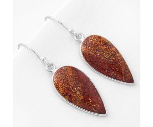 Natural Red Moss Agate Earrings SDE56557 E-1001, 11x23 mm