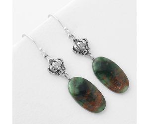 Natural Turkish Rainforest Chrysocolla Earrings SDE56801 E-1235, 11x20 mm