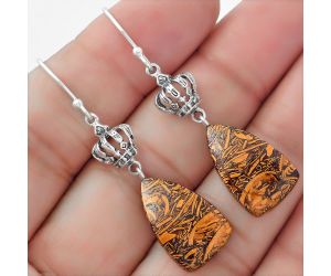 Natural Coquina Fossil Jasper - India Earrings SDE56822 E-1235, 12x19 mm