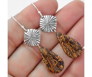 Natural Coquina Fossil Jasper - India Earrings SDE56846 E-1094, 12x23 mm