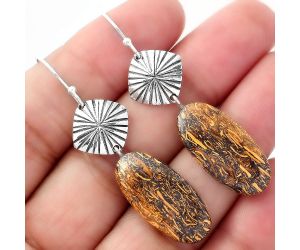 Natural Coquina Fossil Jasper - India Earrings SDE56855 E-1094, 12x25 mm