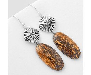 Natural Coquina Fossil Jasper - India Earrings SDE56855 E-1094, 12x25 mm