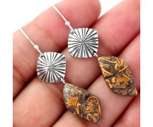 Natural Coquina Fossil Jasper - India Earrings SDE56858 E-1094, 11x21 mm