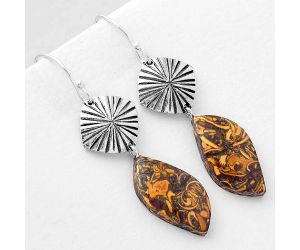 Natural Coquina Fossil Jasper - India Earrings SDE56858 E-1094, 11x21 mm