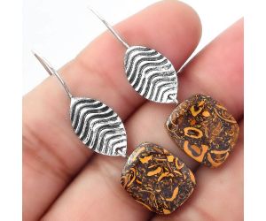 Natural Coquina Fossil Jasper - India Earrings SDE56895 E-1203, 13x15 mm