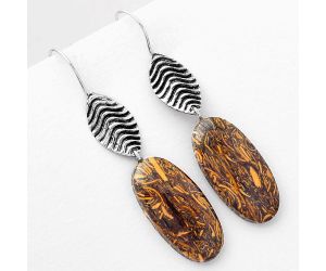 Natural Coquina Fossil Jasper - India Earrings SDE56896 E-1203, 12x25 mm