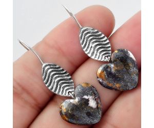 Valentine Gift Heart Natural Indian Blanket Jasper Earrings SDE56925 E-1203, 16x16 mm