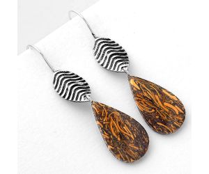 Natural Coquina Fossil Jasper - India Earrings SDE56947 E-1203, 13x22 mm