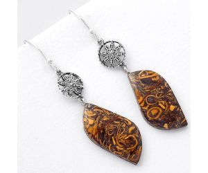 Natural Coquina Fossil Jasper - India Earrings SDE57020 E-1235, 12x25 mm