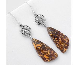 Natural Coquina Fossil Jasper - India Earrings SDE57022 E-1235, 12x24 mm