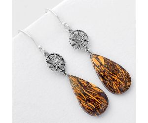 Natural Coquina Fossil Jasper - India Earrings SDE57060 E-1235, 12x22 mm