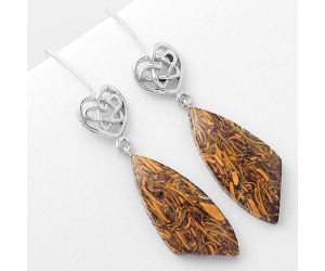 Celtic - Coquina Fossil Jasper - India Earrings SDE57076 E-1213, 16x29 mm