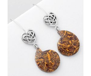 Celtic - Coquina Fossil Jasper - India Earrings SDE57078 E-1213, 16x20 mm