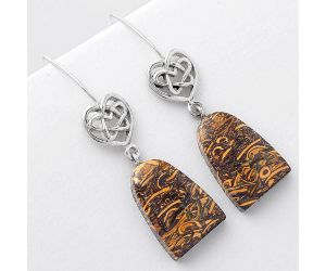 Celtic - Coquina Fossil Jasper - India Earrings SDE57097 E-1213, 13x19 mm