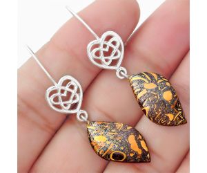 Celtic - Coquina Fossil Jasper - India Earrings SDE57104 E-1213, 11x21 mm