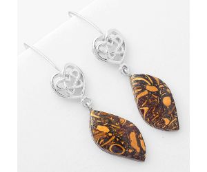 Celtic - Coquina Fossil Jasper - India Earrings SDE57104 E-1213, 11x21 mm