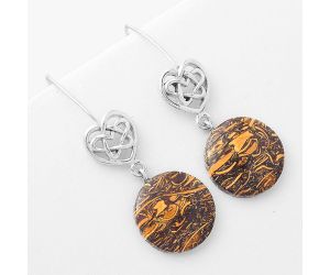 Celtic - Coquina Fossil Jasper - India Earrings SDE57106 E-1213, 16x16 mm