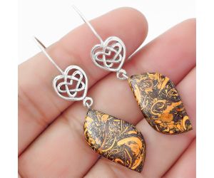 Celtic - Coquina Fossil Jasper - India Earrings SDE57131 E-1213, 12x25 mm