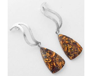 Natural Coquina Fossil Jasper - India Earrings SDE57144 E-1204, 11x18 mm