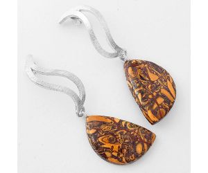 Natural Coquina Fossil Jasper - India Earrings SDE57155 E-1204, 13x21 mm