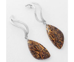 Natural Coquina Fossil Jasper - India Earrings SDE57170 E-1204, 12x22 mm