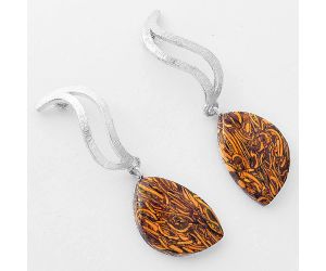 Natural Coquina Fossil Jasper - India Earrings SDE57213 E-1204, 13x19 mm