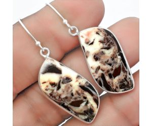 Natural Coffee Zebra Jasper Earrings SDE57281 E-1001, 14x28 mm