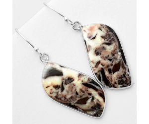 Natural Coffee Zebra Jasper Earrings SDE57281 E-1001, 14x28 mm