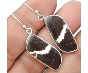 Natural Coffee Zebra Jasper Earrings SDE57289 E-1001, 12x27 mm