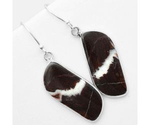 Natural Coffee Zebra Jasper Earrings SDE57289 E-1001, 12x27 mm