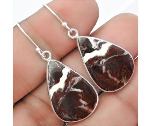 Natural Coffee Zebra Jasper Earrings SDE57295 E-1001, 16x24 mm