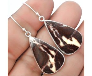 Natural Coffee Zebra Jasper Earrings SDE57298 E-1001, 17x28 mm