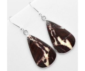 Natural Coffee Zebra Jasper Earrings SDE57298 E-1001, 17x28 mm