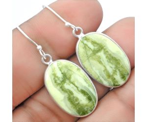 Natural Serpentine Earrings SDE57396 E-1001, 14x22 mm