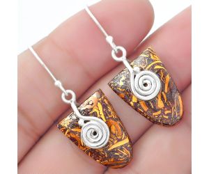 Spiral - Coquina Fossil Jasper - India Earrings SDE57527 E-1137, 14x19 mm