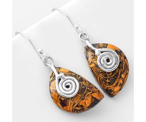 Spiral - Coquina Fossil Jasper - India Earrings SDE57546 E-1137, 14x20 mm