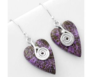 Valentine Gift Spiral - Heart Natural Purpurite Earrings SDE57562 E-1137, 15x22 mm