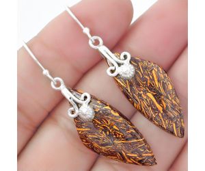 Natural Coquina Fossil Jasper - India Earrings SDE57574 E-1137, 13x31 mm