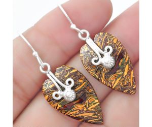 Valentine Gift Heart Coquina Fossil Jasper - India Earrings SDE57575 E-1137, 15x24 mm