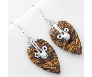 Valentine Gift Heart Coquina Fossil Jasper - India Earrings SDE57575 E-1137, 15x24 mm