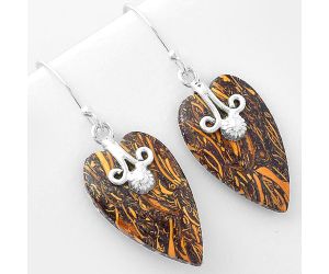 Valentine Gift Heart Coquina Fossil Jasper - India Earrings SDE57580 E-1137, 15x25 mm