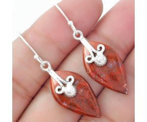 Natural Red Moss Agate Earrings SDE57605 E-1137, 13x24 mm