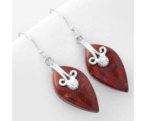 Natural Red Moss Agate Earrings SDE57605 E-1137, 13x24 mm