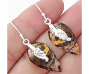 Natural Purple Cow Jasper Earrings SDE57609 E-1137, 13x23 mm