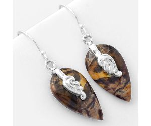 Natural Purple Cow Jasper Earrings SDE57609 E-1137, 13x23 mm