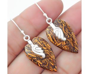 Valentine Gift Heart Coquina Fossil Jasper - India Earrings SDE57614 E-1137, 15x24 mm