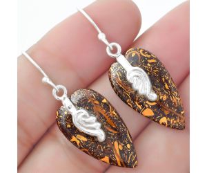 Valentine Gift Heart Coquina Fossil Jasper - India Earrings SDE57620 E-1137, 14x24 mm