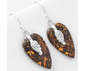 Valentine Gift Heart Coquina Fossil Jasper - India Earrings SDE57620 E-1137, 14x24 mm