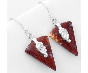 Natural Red Moss Agate Earrings SDE57642 E-1137, 17x22 mm